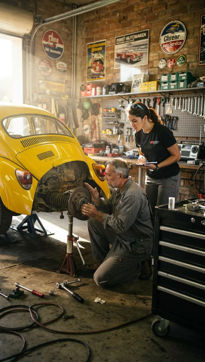 Illustration der Funktionsweise von Bremssystemen zur Veranschaulichung sicherheitsrelevanter Wartungsarbeiten.